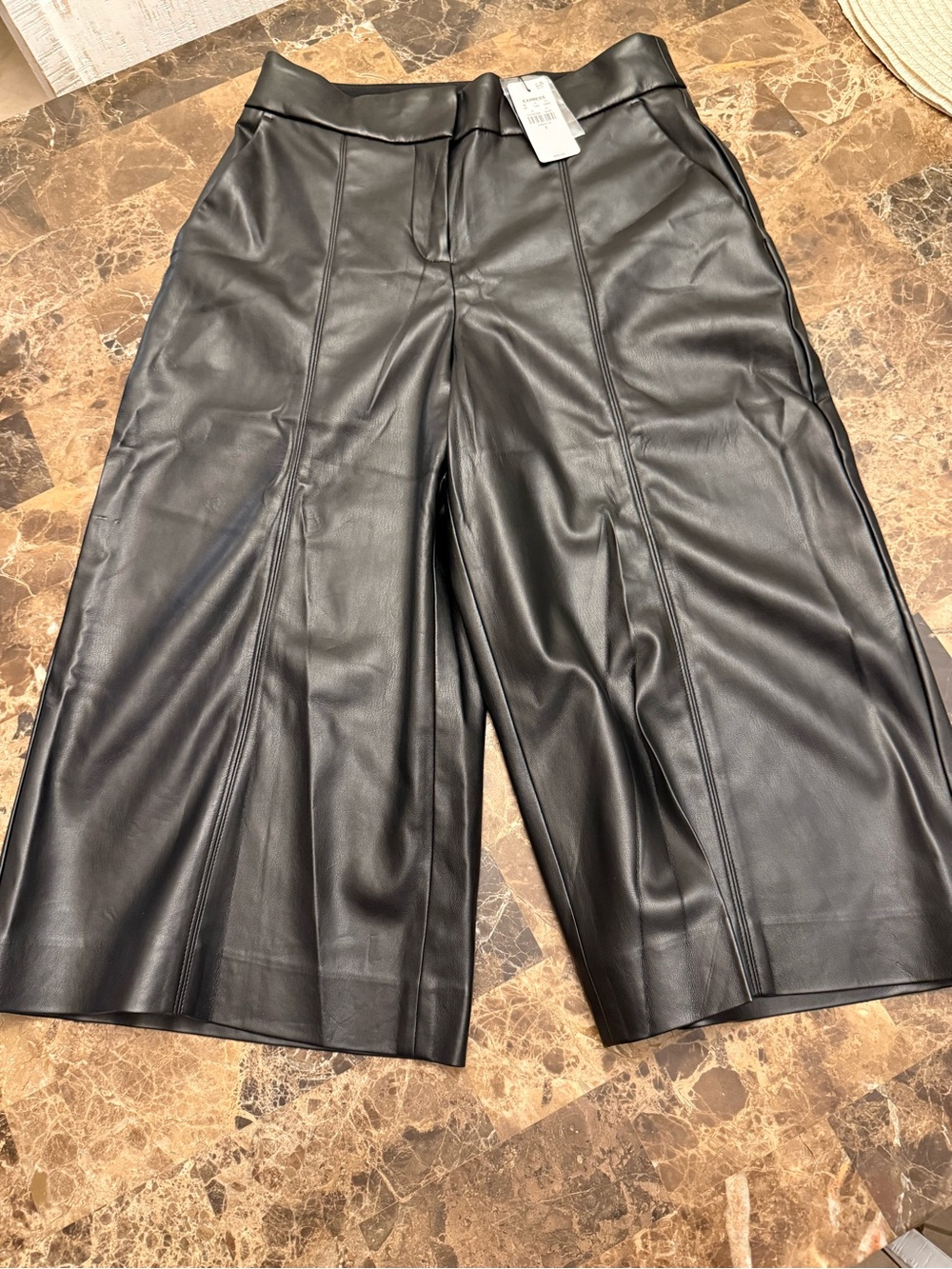 Express Black Faux Leather Culotte Shorts